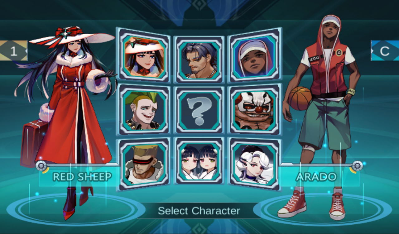 The character selection screen of Rupture Void, showing Arado and Red Sheep.