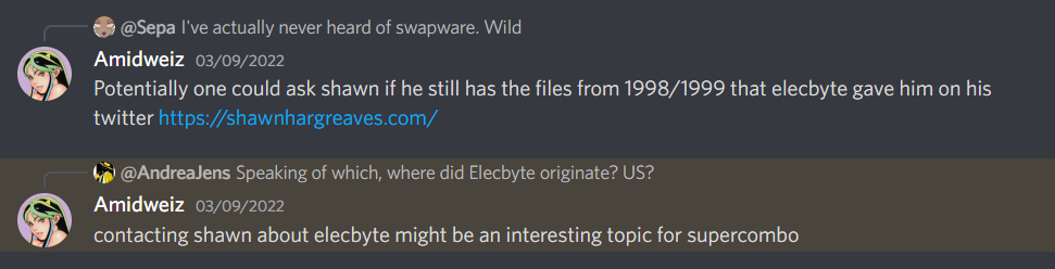 Discord user Amidweiz sent me on a chase for Elecbyte with one single message.
